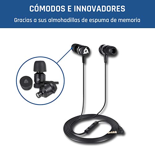 KLIM Fusion - Auriculares con micrófono para móvil + Garantía 5 años + Innovadora Espuma de Memoria + Jack 3,5 mm + Compatibles con Smartphone, Tablet, Consola, PC - Nueva Versión 2021 - Negro