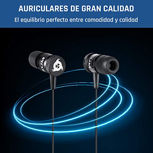 KLIM Fusion - Auriculares con micrófono para móvil + Garantía 5 años + Innovadora Espuma de Memoria + Jack 3,5 mm + Compatibles con Smartphone, Tablet, Consola, PC - Nueva Versión 2021 - Negro