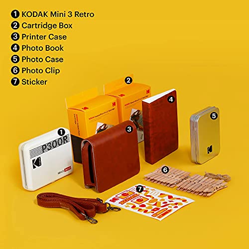 Kodak P300R Mini 3, Impresoras Portatiles Bluetooth + 68 Fotos y Accesorios, Impresora Pequeña De Fotos Cuadradas Tamaño 76X76Mm, Compatible con Smartphones iOS Y Android - Blanco