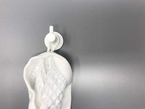 Kon-fort Home Colgador toalla blanco, con tornillo. Juego 2 accesorios baño de diseño, acero inoxidable blanco, para colgar toallas, albornoces, sombreros. Perchas de pared resistentes, blanco mate.