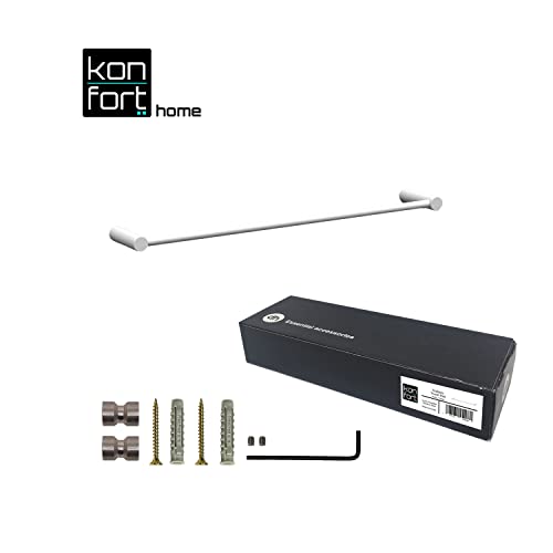 Kon-fort Home Toallero Blanco de baño sujeción con Tornillos, Barra toallero de Acero Inoxidable para Baño, montado en la Pared, de diseño Exclusivo, 40 cm.