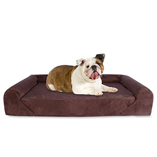 KOPEKS Sofa Cama para Perro Grande Estilo Lounge Tamaño para Perros Mascotas Grandes con Memoria Viscoelástica Ortopédica 106 x 86 x 20 cm - L - Marrón