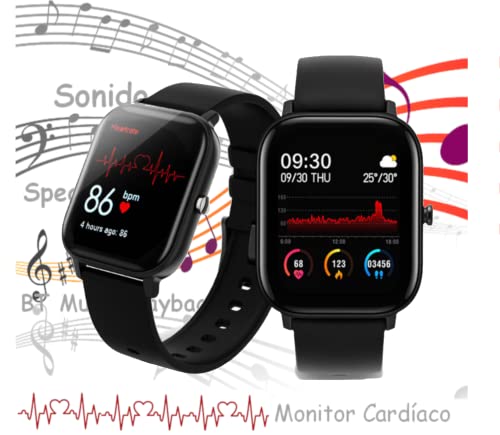KORBES Smartwatch Reloj Inteligente Mujer Hombre, con Pantalla Dinámica a Color de 1.54" Impermeable IP67, Modo Deportes, Monitor de Ritmo Cardíaco, Oxígeno y Sueño. para iOS y Android. Extra Band