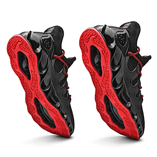 Kouani Zapatillas de tenis de Trail Running para hombre, zapatillas de moda, ligeras y cómodas, negro/rojo, 40 EU
