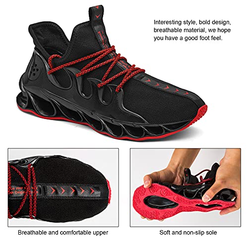Kouani Zapatillas de tenis de Trail Running para hombre, zapatillas de moda, ligeras y cómodas, negro/rojo, 40 EU