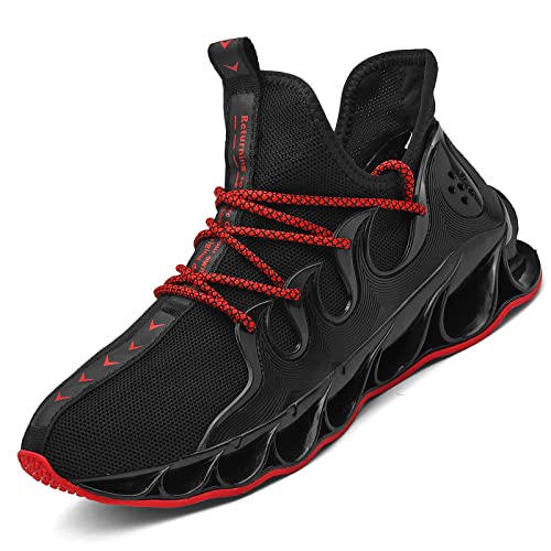 Kouani Zapatillas de tenis de Trail Running para hombre, zapatillas de moda, ligeras y cómodas, negro/rojo, 40 EU