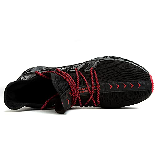 Kouani Zapatillas de tenis de Trail Running para hombre, zapatillas de moda, ligeras y cómodas, negro/rojo, 40 EU