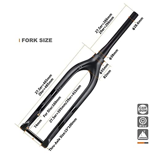 ksamwjf Horquilla de suspensión MTB, Horquilla Delantera de Bicicleta, Horquilla de suspensión de Bicicleta, Horquilla rígida Horquilla rígida de Bicicleta de Carbono Ultraligera, Horquilla delanter