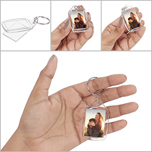 Kurtzy Llaveros Foto en Blanco (Pack de 50) Cada Llavero Transparente de Acrílico mide 3,2 x 5,4 cm – Llavero Foto de Ambos Lados – Marcos Pequeños Fotos Familiares, Amigos, Manualidades, Regalos