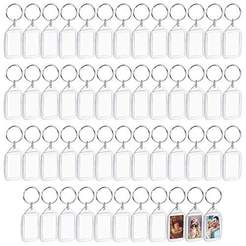 Kurtzy Llaveros Foto en Blanco (Pack de 50) Cada Llavero Transparente de Acrílico mide 3,2 x 5,4 cm – Llavero Foto de Ambos Lados – Marcos Pequeños Fotos Familiares, Amigos, Manualidades, Regalos