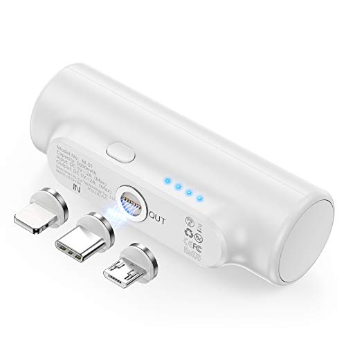 Kuulaa Portátil Batería externa 3 en 1, Power Bank ultracompacta 3000 mAh, Cargador portátil con 3 conectores compatible con iPhone 12 Pro Max, Samsung Galaxy S10, S9, S8, Huawei