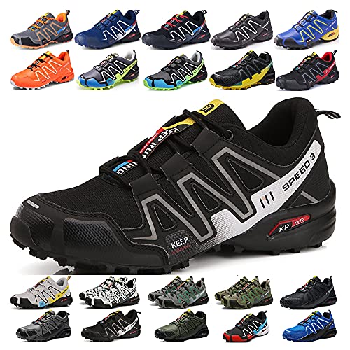 KUXUAN Calzado de Ciclismo para Hombre, Calzado de Ciclismo de Interior Sin Bloqueo,Zapatillas de Ciclismo de Montaña Impermeables,Black3-41