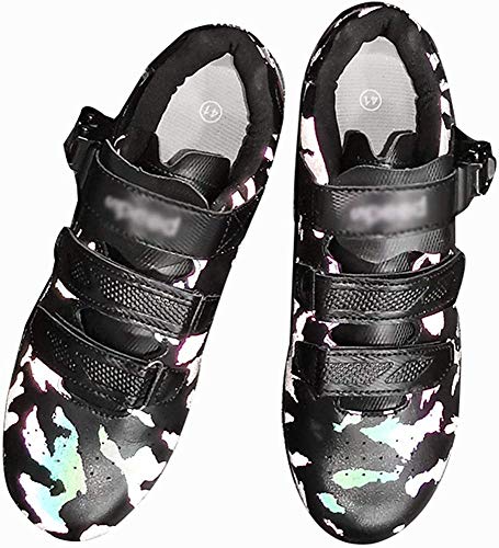 KUXUAN Calzado De Ciclismo para Hombre Y Mujer,Bicicleta Calzado De Ciclismo MTB Spin con Cordones Rápidos Compatibles con Tacos SPD Calzado De Interior,Black-46EU