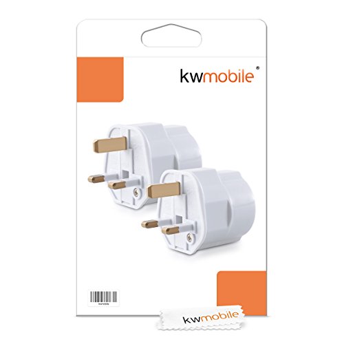 kwmobile 2 adaptadores de Viaje compactos para Inglaterra - Enchufe de Viaje Shuko EU a UK en Blanco