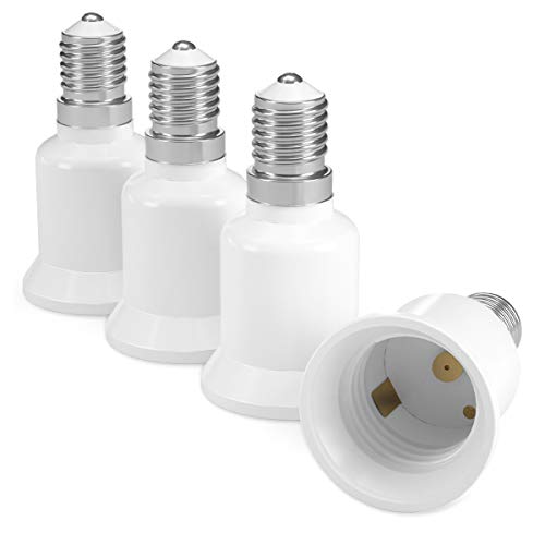 kwmobile 4x Casquillos de lámpara - Adaptador conversor de montura E14 a casquillo E27 - Zócalos para lámparas LED halógenas y de ahorro