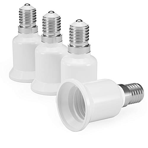 kwmobile 4x Casquillos de lámpara - Adaptador conversor de montura E14 a casquillo E27 - Zócalos para lámparas LED halógenas y de ahorro