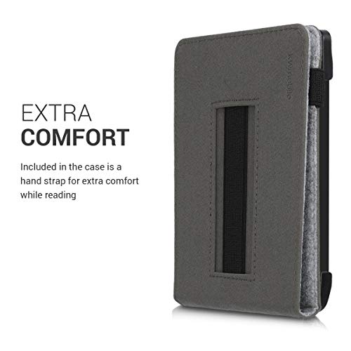 kwmobile Carcasa Compatible con Pocketbook Touch Lux 4/Lux 5/Touch HD 3/Color (2020) - Funda para e-Book de Cuero sintético - niños y Diente león Negro/Gris Claro