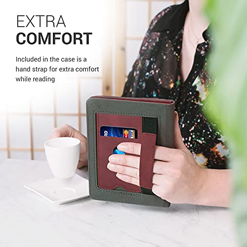 kwmobile Funda Compatible con Pocketbook Touch Lux 4/Lux 5/Touch HD 3/Color (2020) - Agarre elástico y Soporte de Apoyo - Dibujo de corazón Rojo Oscuro