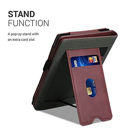 kwmobile Funda Compatible con Pocketbook Touch Lux 4/Lux 5/Touch HD 3/Color (2020) - Agarre elástico y Soporte de Apoyo - Dibujo de corazón Rojo Oscuro