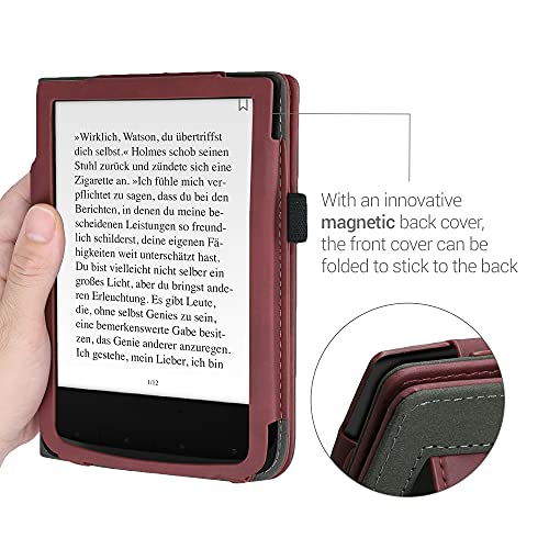 kwmobile Funda Compatible con Pocketbook Touch Lux 4/Lux 5/Touch HD 3/Color (2020) - Agarre elástico y Soporte de Apoyo - Dibujo de corazón Rojo Oscuro