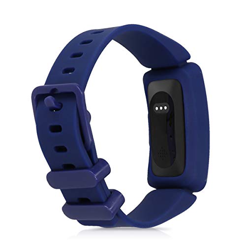 kwmobile Pulsera Compatible con Fitbit Ace 2-2X Correa de TPU para Reloj Inteligente - Negro/Azul Oscuro