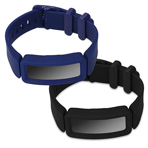kwmobile Pulsera Compatible con Fitbit Ace 2-2X Correa de TPU para Reloj Inteligente - Negro/Azul Oscuro