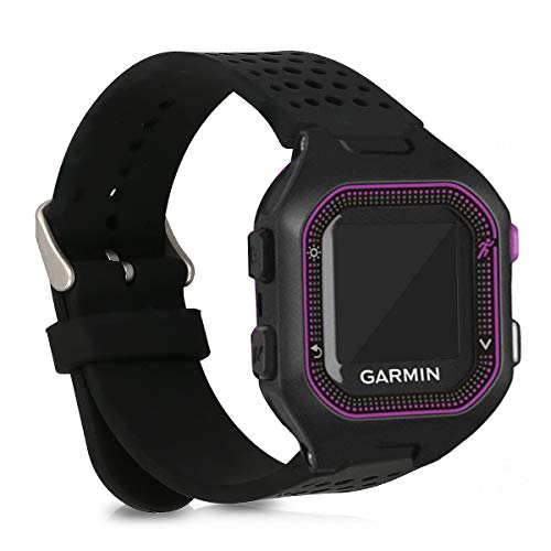 kwmobile Pulsera Compatible con Garmin Forerunner 25 (L - 40 x 47 x 13.9 mm) - Correa para Reloj Inteligente Silicona TPU Negro