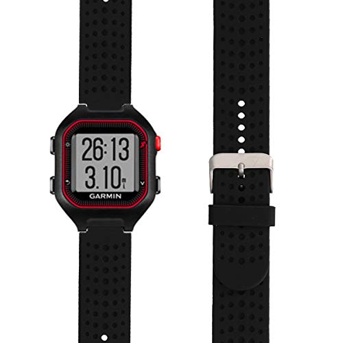 kwmobile Pulsera Compatible con Garmin Forerunner 25 (L - 40 x 47 x 13.9 mm) - Correa para Reloj Inteligente Silicona TPU Negro