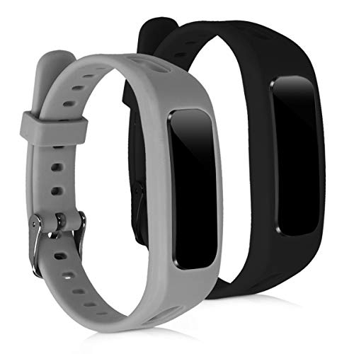 kwmobile Pulsera Compatible con Honor Band 3e - 2X Correa de TPU para Reloj Inteligente - Negro/Gris