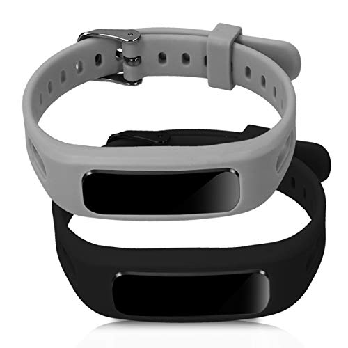 kwmobile Pulsera Compatible con Honor Band 3e - 2X Correa de TPU para Reloj Inteligente - Negro/Gris