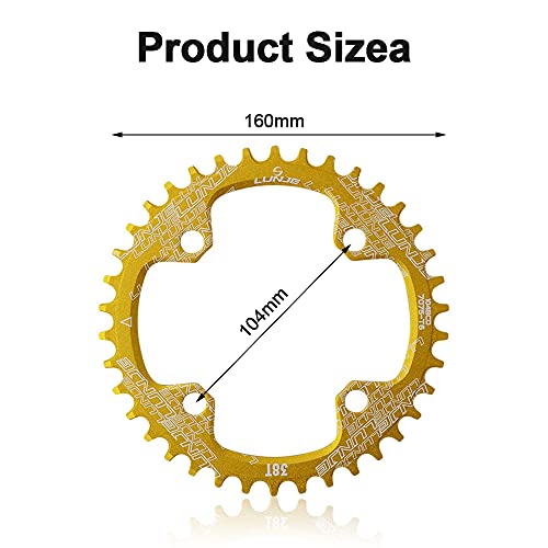 Kytpyi Plato de Bicicleta, 38T Plato 104 bcd Plato MTB Plato Bicicleta montaña Plato Bici montaña Platos para Bicicletas para Bicicletas Bicicletas de Carretera Bicicletas de montaña