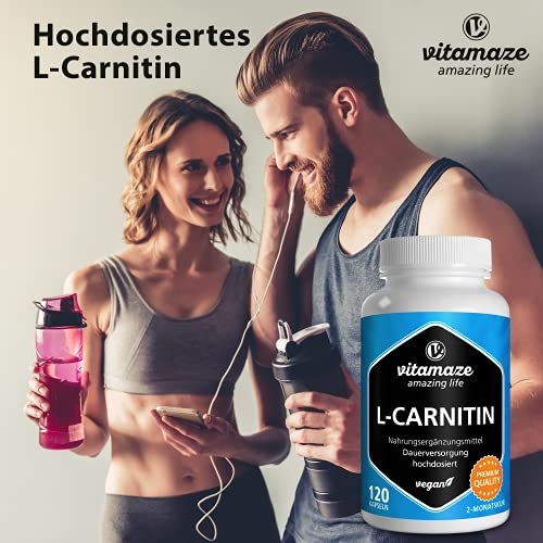 L-Carnitina de Alta Dosis y Vegana, 680 mg de L-Carnitina Pura por Día, 120 Cápsulas durante 2 Meses, Suplemento Natural sin Aditivos, Calidad Alemana