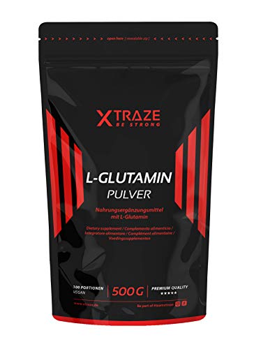 L-Glutamina en Polvo 500 g, Sin Sabor Alta Dosis Vegana, 100% Pura, Natural Suplemento sin Aditivos Innecesarios, Made in Germany, Aminoácido para el Entrenamiento con Pesas, Musculación, Fitness