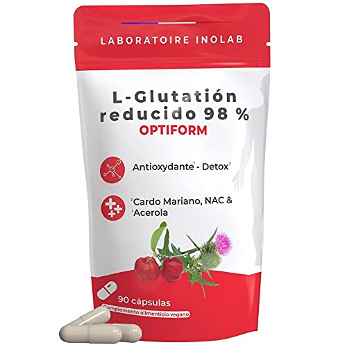 L-GLUTATIÓN reducido al 98% 400mg + Precursores Glutatión (Cardo Mariano, N-Acetyl L Cisteína, Acerola orgánica) | Antioxidante, Antienvejecimiento, blanqueo de la piel