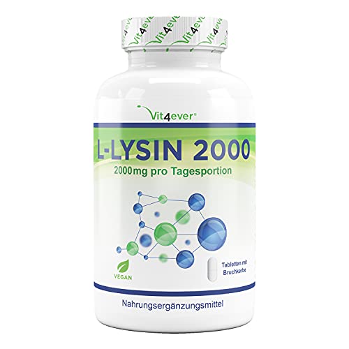 L-Lisina 2000 - 365 comprimidos - 1000 mg por UN comprimido - De fermentación vegetal - Sin aditivos no deseados - Altamente dosificado – Vegano