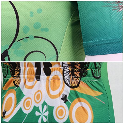 L PATTERN Niños Niñas Maillot Camiseta de Ciclismo Manga Corta/Pantalones Cortos de Bicicleta/Traje de Ciclismo Conjunto de Maillot y Pantalones Cortos Transpirable Secado Rápido, Verde Negro, M