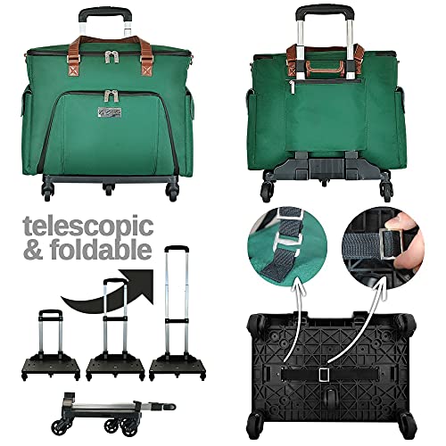 La Canilla - Trolley para Máquina de Coser Alfa, Singer, Brother (y más) Maleta con Ruedas para Manualidades, Almacenamiento y Accesorios de Costura con Funda Anti-Polvo