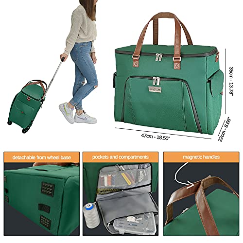 La Canilla - Trolley para Máquina de Coser Alfa, Singer, Brother (y más) Maleta con Ruedas para Manualidades, Almacenamiento y Accesorios de Costura con Funda Anti-Polvo