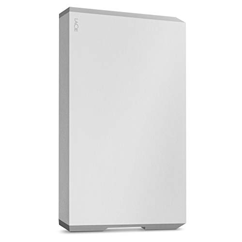 LaCie Mobile Drive, 1 TB, Disco duro externo HDD portátil, USB-C, USB 3.0, Thunderbolt 3, para Mac y PC, suscripción de 1 mes a Adobe CC, 2 años servicios Rescue, Moon Silver (STHG1000400)