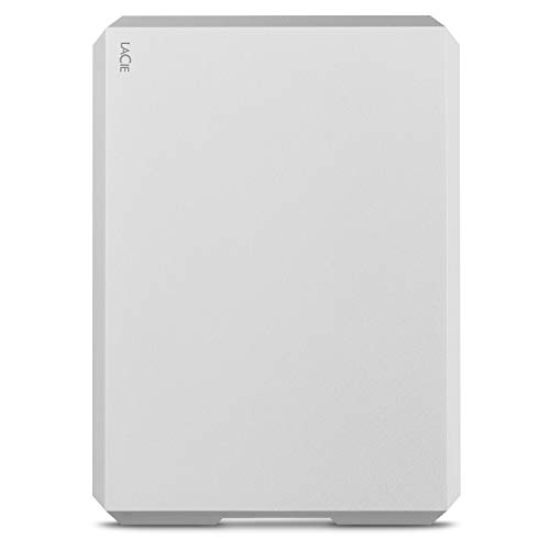 LaCie Mobile Drive, 1 TB, Disco duro externo HDD portátil, USB-C, USB 3.0, Thunderbolt 3, para Mac y PC, suscripción de 1 mes a Adobe CC, 2 años servicios Rescue, Moon Silver (STHG1000400)