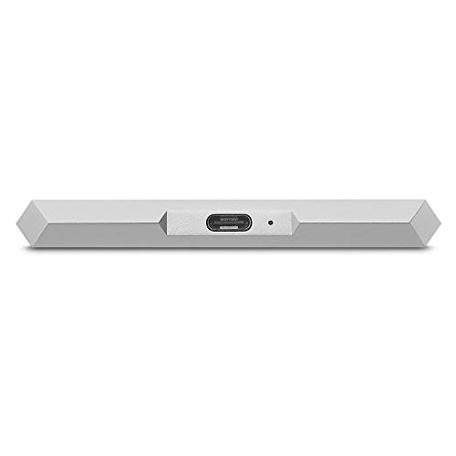 LaCie Mobile Drive, 1 TB, Disco duro externo HDD portátil, USB-C, USB 3.0, Thunderbolt 3, para Mac y PC, suscripción de 1 mes a Adobe CC, 2 años servicios Rescue, Moon Silver (STHG1000400)