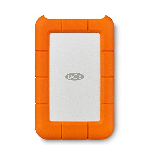 LaCie Rugged, USB-C, 1 TB, Disco duro externo, HDD portátil, USB 3.0, unidad resistente a caídas, golpes, polvo y lluvia, para Mac y PC, 2 años servicios Rescue (STFR1000800)