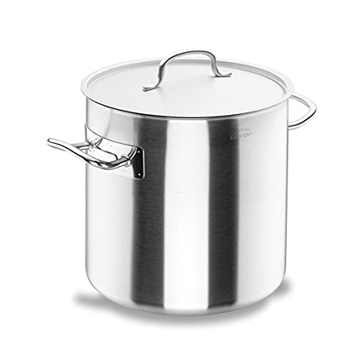 LACOR - 50132 - Olla Alta Acero Inoxidable, Incluye Tapa, Apta para todo tipo de Cocinas, Acabado Mate, Capacidad: 25.7 L, Altura: 32 cm, Diámetro: 32 cm, Plata
