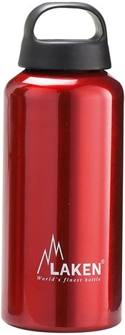 Laken Classic Botella de Agua Cantimplora de Aluminio con Tapón de Rosca y Boca Ancha, 1L Rojo