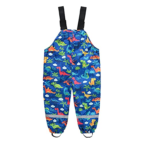 Lalaluka Pantalones de lluvia para niños, unisex, con peto para la lluvia, impermeables, resistentes al viento, transpirables y ajustables, forrados