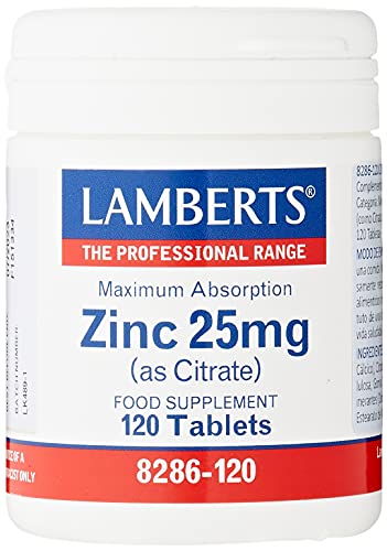 Lamberts Healthcare Zinc 25mg (as Citrate) (Zinkcitrat) 120 Tabletten (vegan)