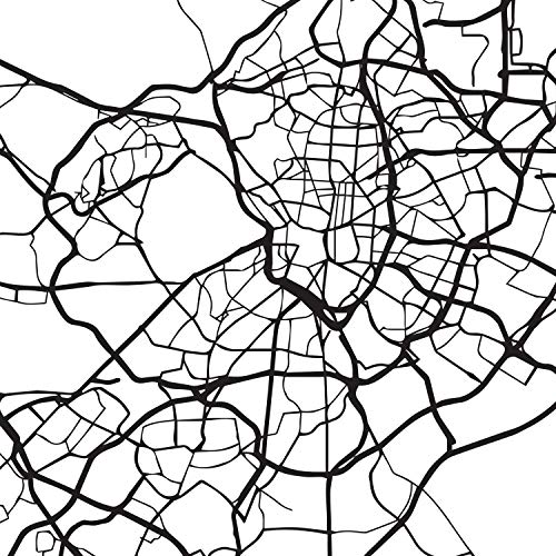 Lámina Mapa de la Ciudad Madrid Estilo nordico en Blanco y Negro. Poster tamaño A3 Sin Marco Impreso Papel 250 gr. Cuadros, láminas y Posters para Salon y Dormitorio