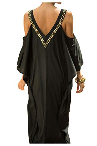 Landove Vestido Hombros Descubiertos Mujer Camisolas y Pareos Indios Bohemio Chic Tunica Piscina Caftan Africano Kaftan Etnico Kimono Flores Ropa Hawaiana Traje de Baño Playa Bikini Cover Up