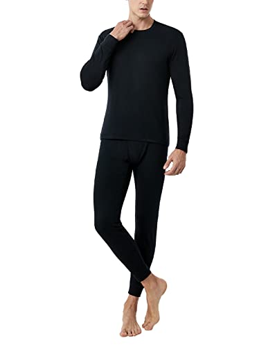 LAPASA Ropa Termica Hombre Conjunto Termico Camiseta & Mallas Termicas Ropa Interior Termica Frio Extremo Invierno Espeso/Extra Cálido M89 Negro M