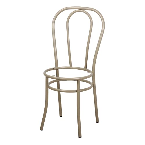 laruss 2 sillas Vienesas de Metal Beige Ral1019 y Asiento de Piel sintética marrón para salón, Cocina, Restaurante, Bar,marrón, 2 Unidades